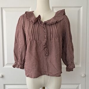 Ruffle Gingham Blouse